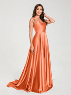 Imogen Orange front view bridesmaid dress
