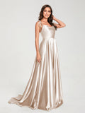 Imogen Peach front view bridesmaid dress