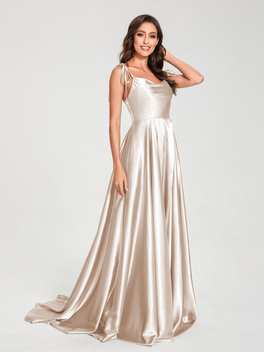Imogen Peach front view bridesmaid dress