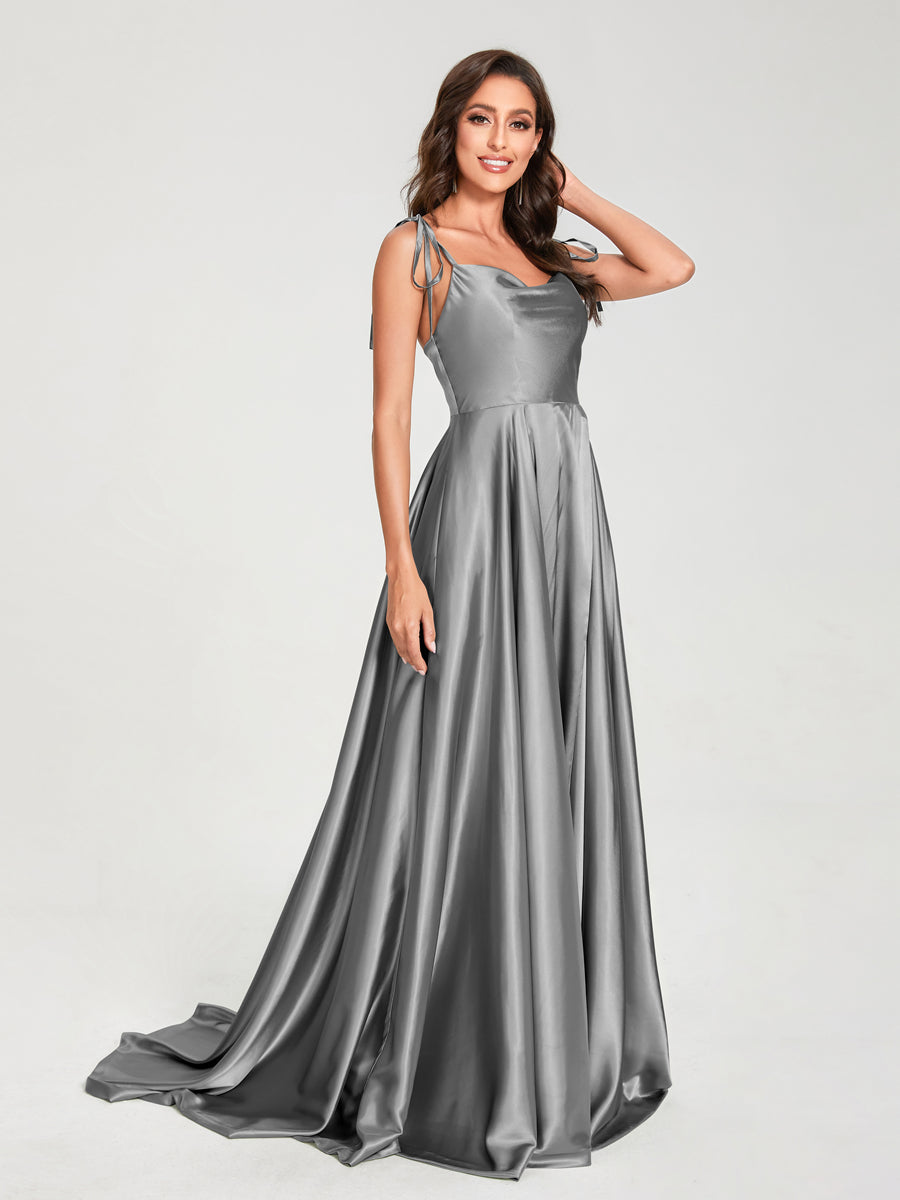 Imogen Steel Grey front view bridesmaid dress