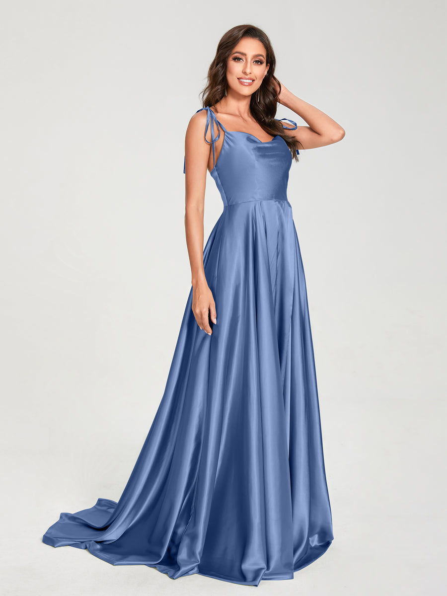 Imogen Steel Blue front view bridesmaid dress