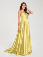 Imogen Yellow front view bridesmaid dress
