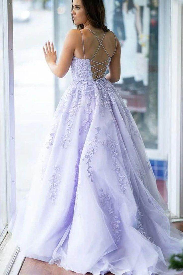Elegant A Line Sweep Brush Train Tulle Prom Dress for Prom