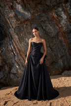 Elegant A Line Sweep Brush Train Mikado Wedding Dress 814546469493 Wedding Dress