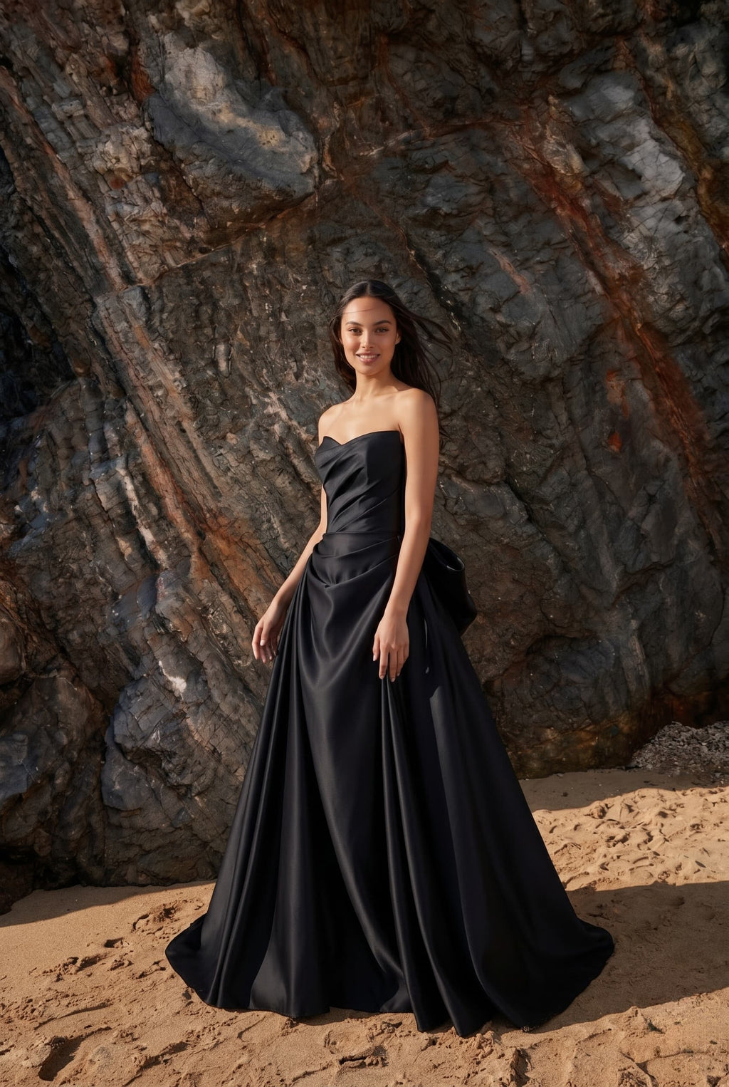 Elegant A Line Sweep Brush Train Mikado Wedding Dress 814546469493 Wedding Dress