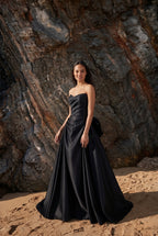 Elegant A Line Sweep Brush Train Mikado Wedding Dress 814546469493 Wedding Dress