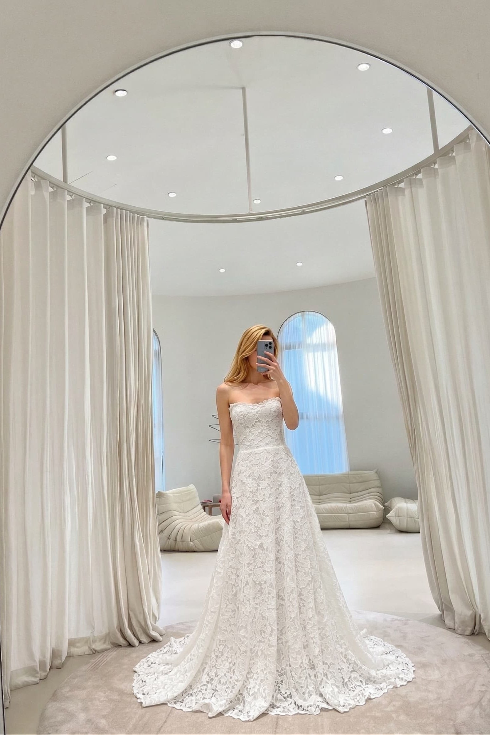Elegant A Line Sweep Brush Train Lace Wedding Dress 828423890551 Wedding Dress