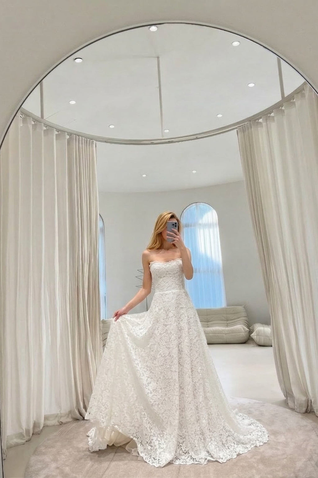 Elegant A Line Sweep Brush Train Lace Wedding Dress 828423890551 Wedding Dress