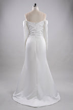 Elegant Sheath Column Sweep Brush Train Satin Wedding Dress 851237427674 Wedding Dress