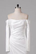Elegant Sheath Column Sweep Brush Train Satin Wedding Dress 851237427674 Wedding Dress