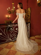Sapphira champagne back view prom dress