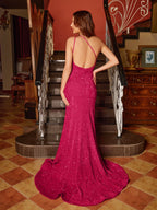 Ilaria hot pink back view prom dress