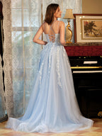 Kerensa sky blue back view prom dress