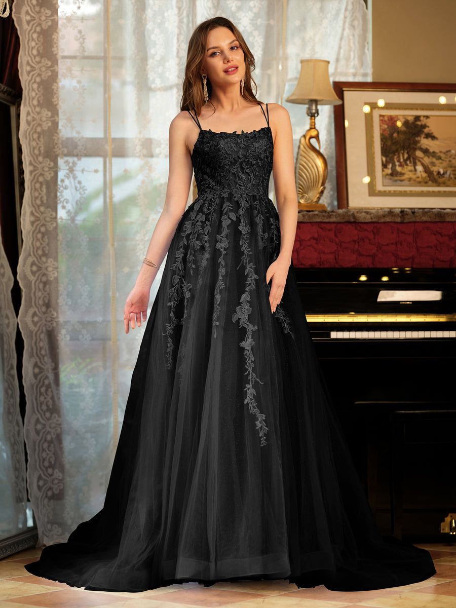 Kerensa black front view prom dress