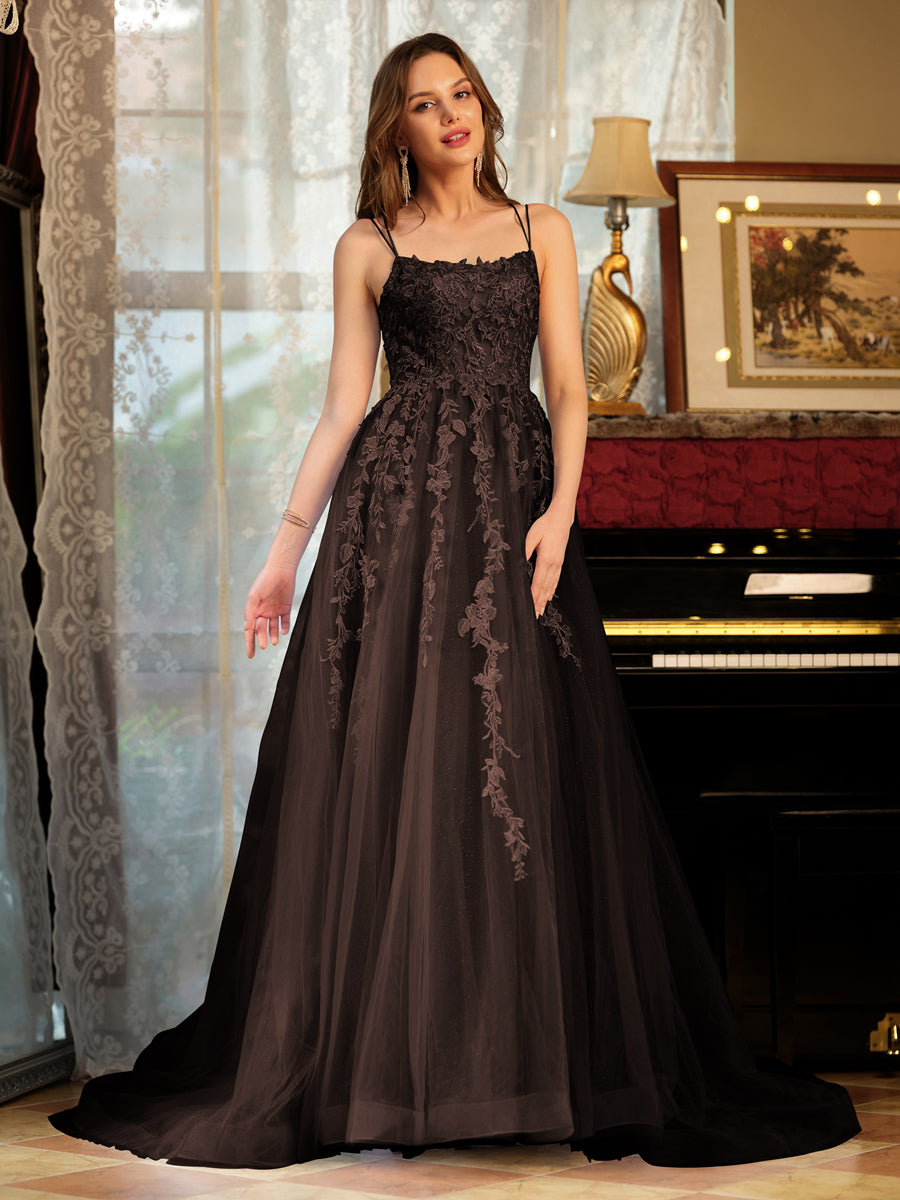 Kerensa brown front view prom dress