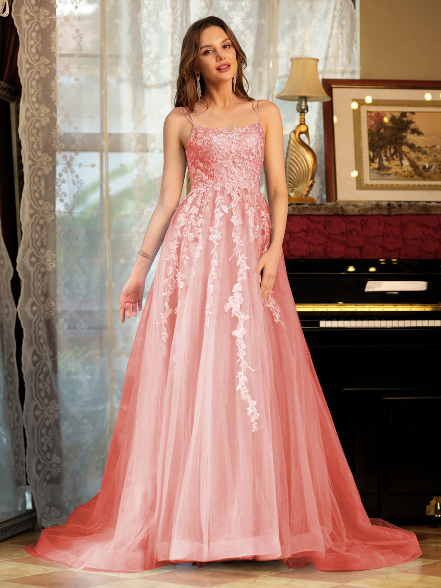 Kerensa coral alternate front view 2 prom dress
