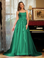 Kerensa emerald front view prom dress