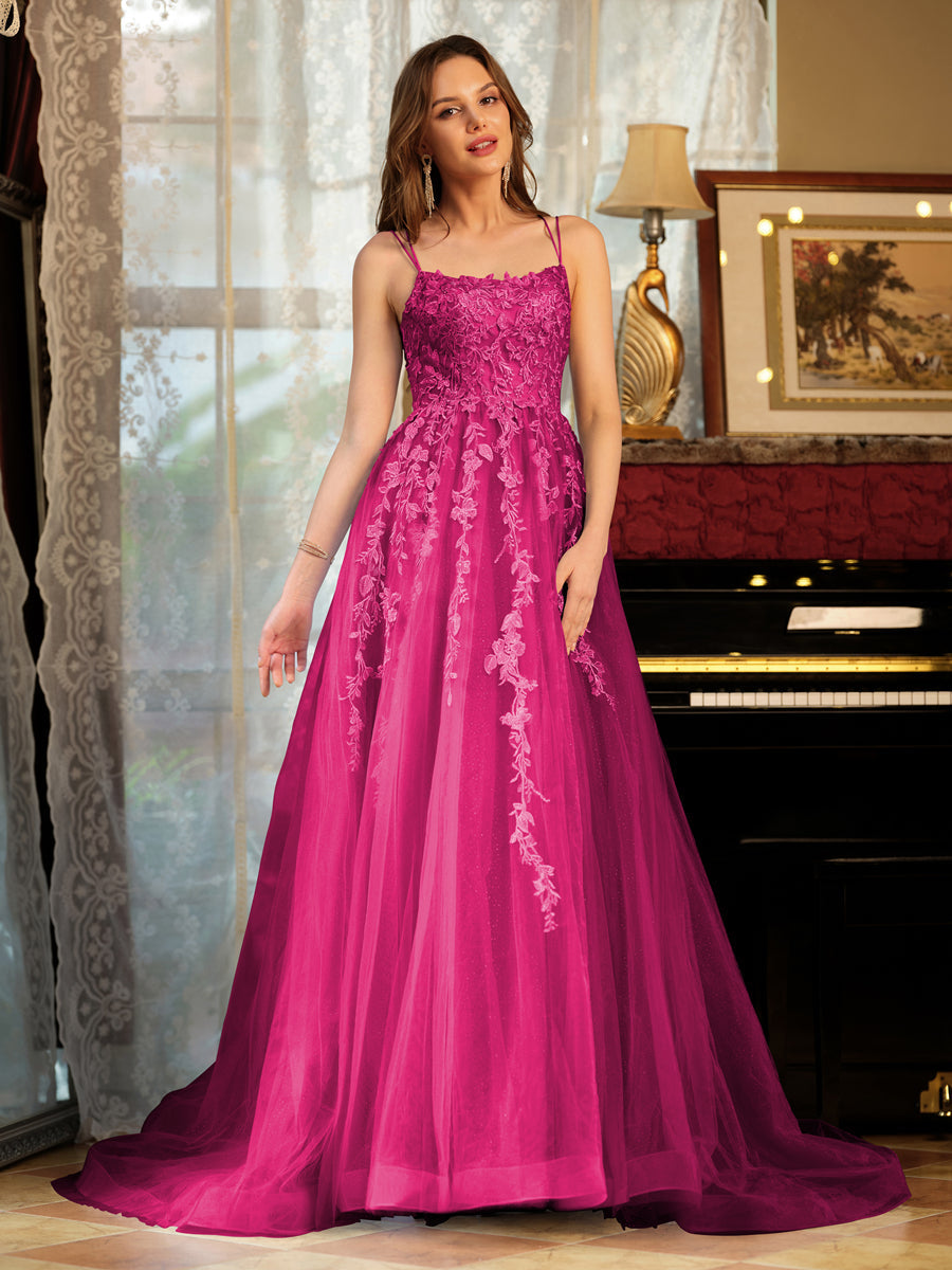 Kerensa fuchsia front view prom dress