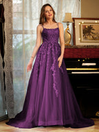 Kerensa grape front view prom dress
