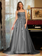 Kerensa grey front view prom dress