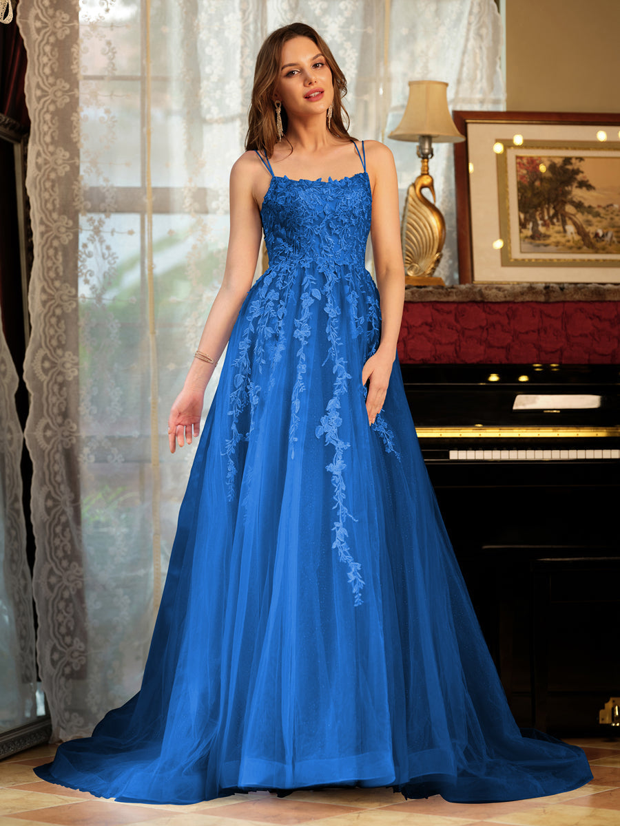 Kerensa royal blue front view prom dress
