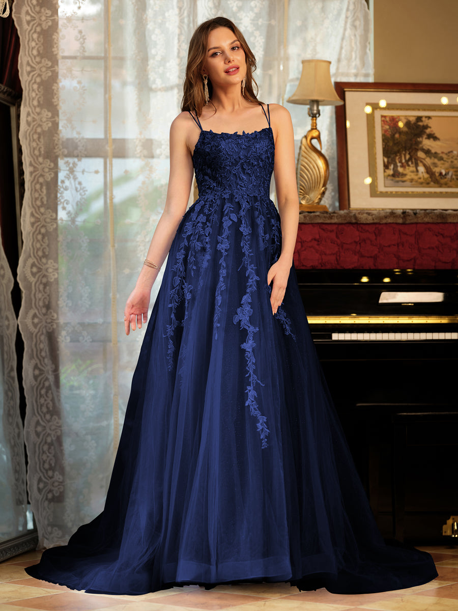 Kerensa navy blue front view prom dress