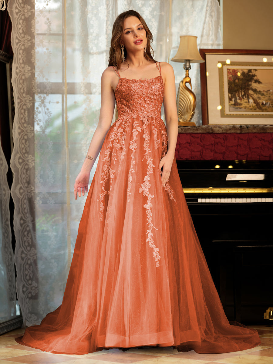 Kerensa orange front view prom dress