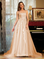 Kerensa peach front view prom dress