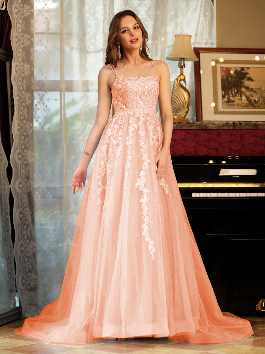 Kerensa coral front view prom dress