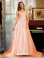 Kerensa coral front view prom dress