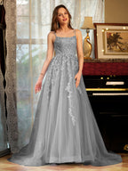 Kerensa steel grey front view prom dress
