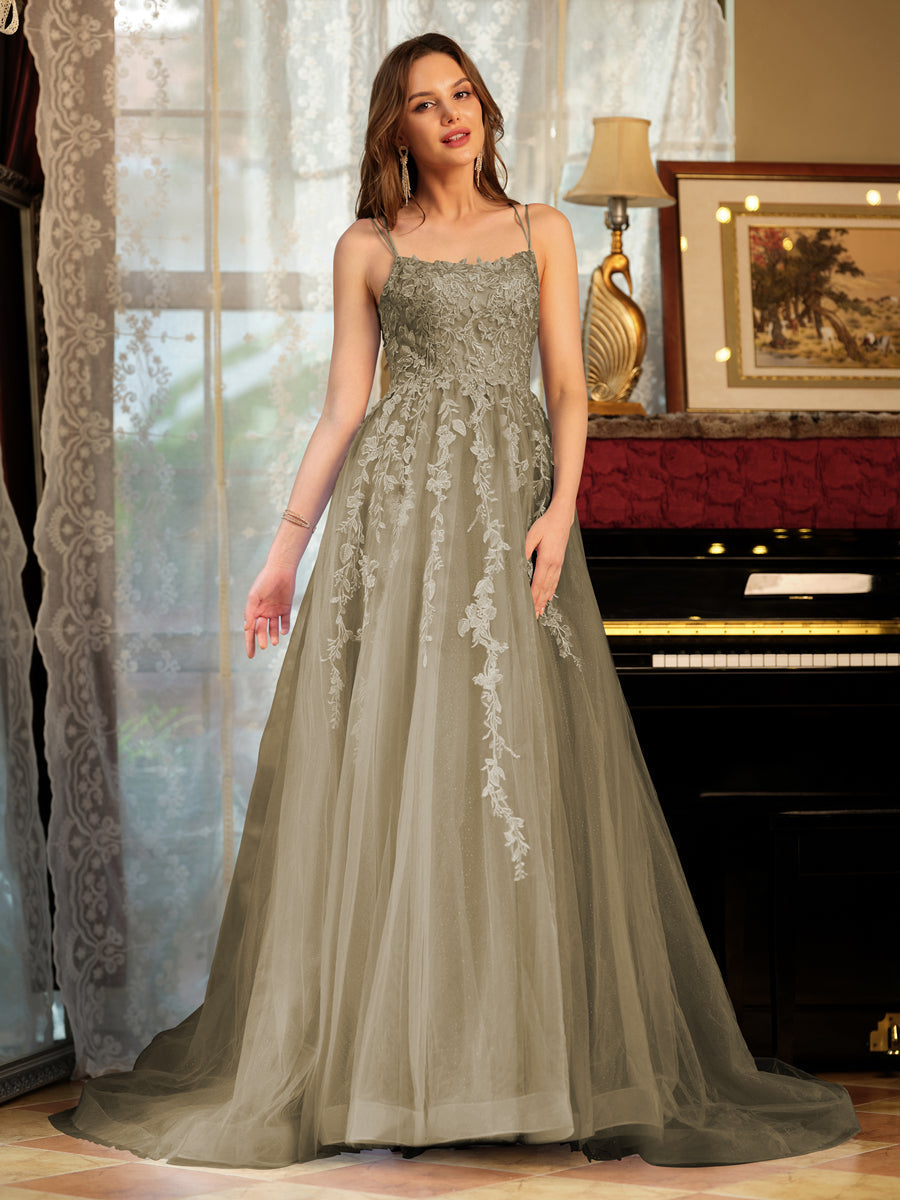 Kerensa taupe front view prom dress