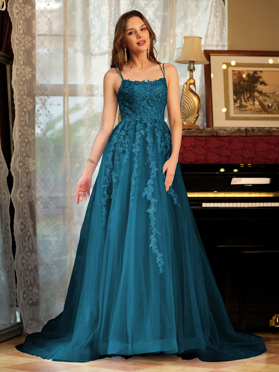 Kerensa teal front view prom dress
