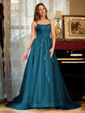 Kerensa teal front view prom dress