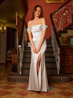 Celandine peach front view prom dress