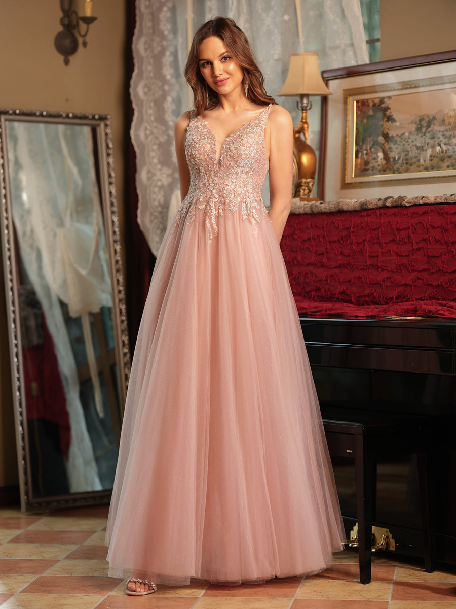 Zorina peach bodice detail prom dress