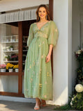 Ysella sage green front view prom dress