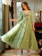 Ysella sage green side view prom dress