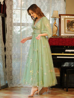 Ysella sage green hem detail prom dress