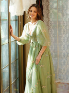 Ysella sage green detail view 2 prom dress