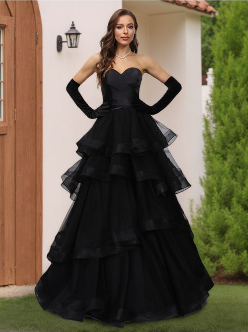 Ariadne black front view wedding dress