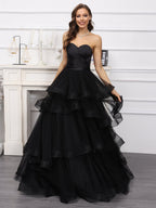 Galenna black fabric detail prom dress