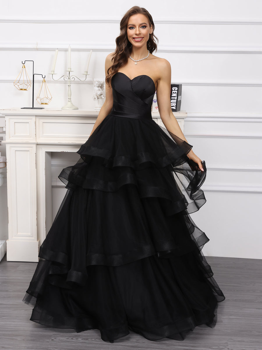 Galenna black fabric detail prom dress