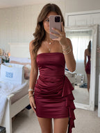 Lisette burgundy front view homecoming dress