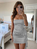 Lisette silver front view homecoming dress