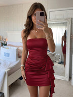 Isadora Burgundy front view homecoming dress