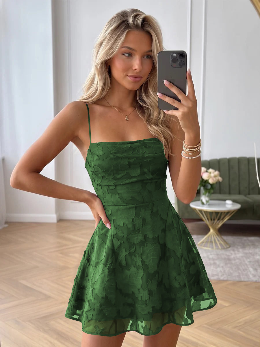 Amara Hunter Green front view homecoming dress