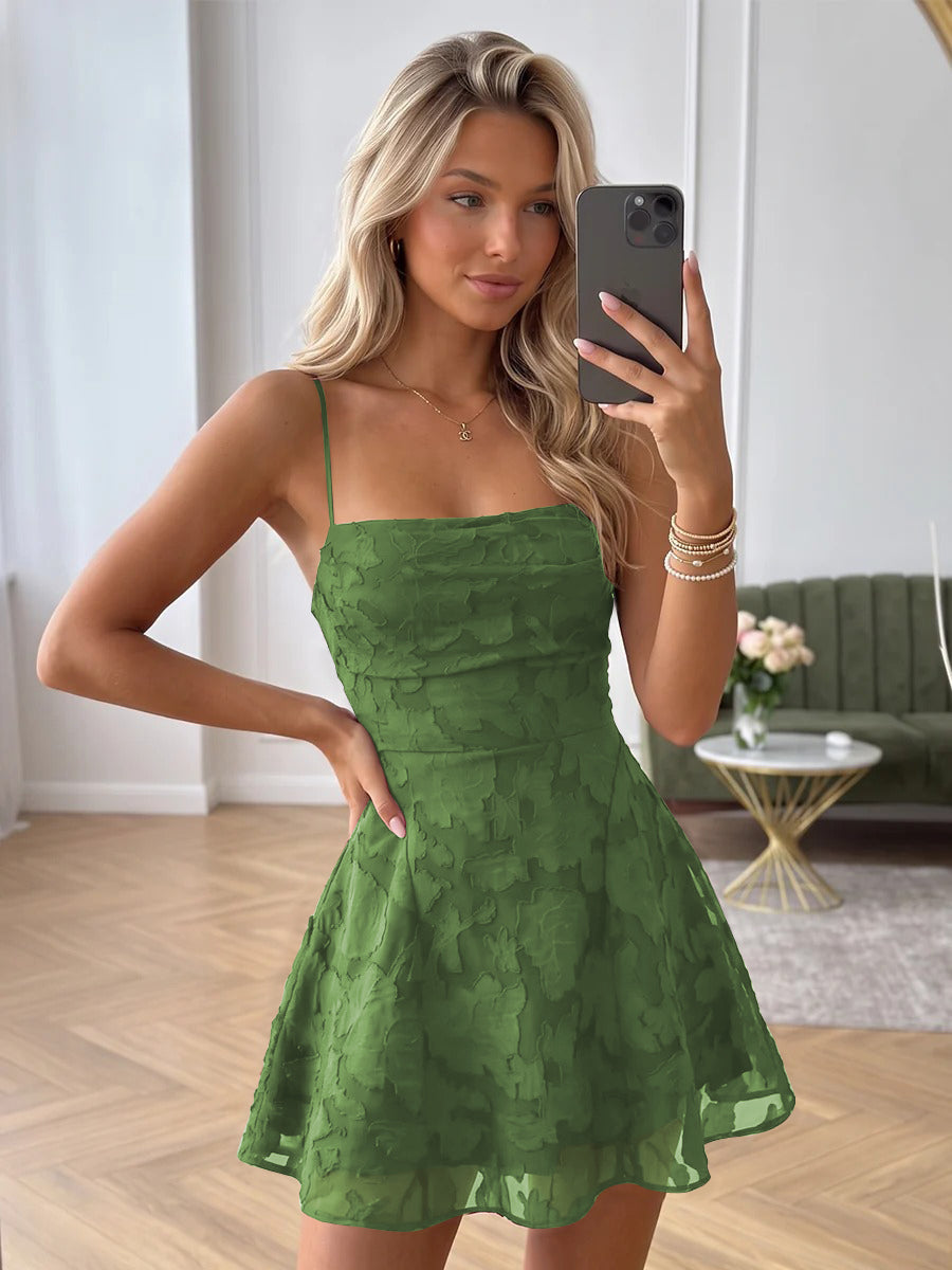 Amara Eucalyptus front view homecoming dress