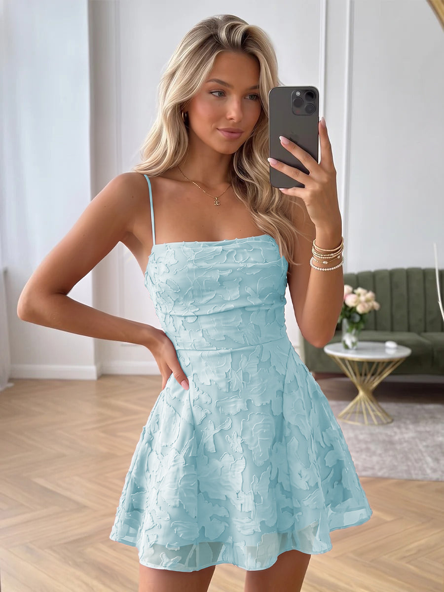 Amara Sky Blue front view homecoming dress