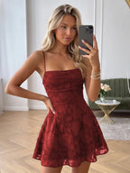 Amara Burgundy front view homecoming dress